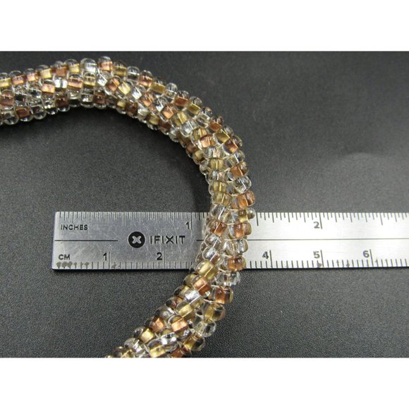 7 Inch Sterling Silver Earth Tones Braided Bead Bracelet - Picture 5 of 6